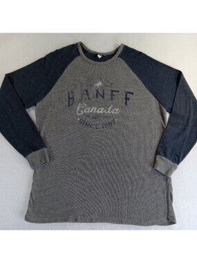 Banff Canada Moose Raglan Long Sleeve T-Shirt MV Sport Men's SIZE XL Grey Blue